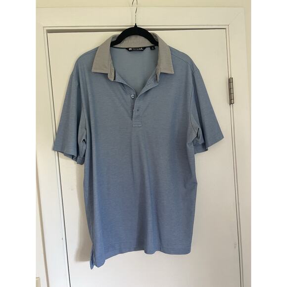Travis Matthew Blue And Gray Pima Cotton Blend Polo Shirt Men’s Size M - Picture 2 of 5